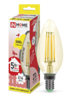 Лампа светодиодная LED-СВЕЧА-deco 5Вт 230В Е14 3000К 450Лм золотистая | 4690612007182 IN HOME