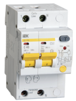 Выключатель автоматический дифференциального тока АД12М 2п 40А C 30мА тип A (3 мод) | MAD12-2-040-C-030 IEK (ИЭК)