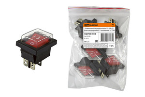 Клавишный переключатель YL-208-01 черный корпус красная клавиша (влагозащищенный) 2 положения 2з | SQ0703-0018 TDM ELECTRIC
