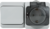 Блок выключатель с розеткой влагозащищённый Schneider Electric Этюд 1 клавиша заземлением крышкой IP44 цвет серый