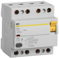 Выключатель дифференциальный (УЗО) ВД1-63 4п 80А 30мА тип AC | MDV10-4-080-030 IEK (ИЭК)