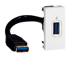 Розетка USB Mosaic 1 модуль, оборудована шнуром, белая | 078746 Legrand