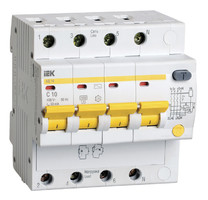 Выключатель автоматический дифференциального тока АД14 4п 10А C 30мА тип AC (5 мод) | MAD10-4-010-C-030 IEK (ИЭК)