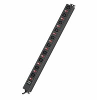Блок распределения питания вертикальный для 19" шкафов, 10A10 Х С13,защита от перегрузки, индикатор тока, вх. разъём С1 | R519IEC10SWCD DKC (ДКС)