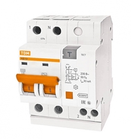 Выключатель автоматический дифференциального тока АД12 2п 25А C 10мА тип AC (4 мод) | SQ0204-0009 TDM ELECTRIC 2Р цена, купить