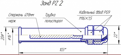 Датчик к реле уровня жидкости PZ-2 (d15мм; L = 95см/5см (применяется с PZ-818; PZ-827; 829..832)) F&F EA08.002.002 Евроавтоматика ФиФ контроля купить в Москве по низкой цене