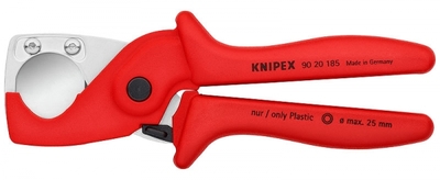 Труборез-ножницы для шлангов и защитных труб (d 25мм) L-185мм с держателем торгового оборудования Knipex KN-9020185SB мм) блистер аналоги, замены