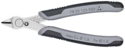 Бокорезы прецизионные ESD для самых тонких работ режущая кромка без фаски L-125мм твердость режущих кромок 54 HRC Knipex KN-7803125ESD