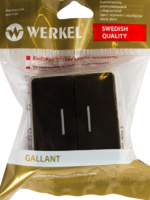 Выключатель накладной Werkel Gallant 2 клавиши с подсветкой, цвет чёрный серебром