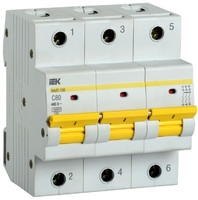 Выключатель автоматический трехполюсный ВА47-150 80А C 15кА | MVA50-3-080-C IEK (ИЭК)