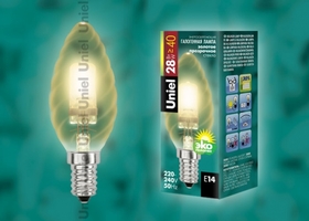 Лампа галогенная HCL-28/CL/E14 28Вт свеча E14 230В Uniel 04114 аналоги, замены