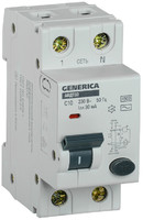 Выключатель автоматический дифференциального тока АВДТ 32 1п+N 10А C 30мА тип AC GENERICA | MAD25-5-010-C-30 IEK (ИЭК)