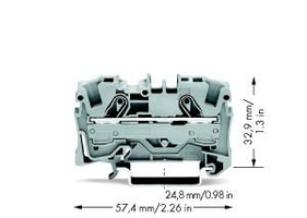 Клемма двухпроводная проходная 6мм с заземлением для шиныTS35 на DIN рейку - 2006-1201 Wago 2х(0.5-6кв.мм) Ex e сер аналоги, замены