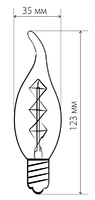Лампа накаливания Elektrostandard «Эдисон E-C35T» E14 230 В 40 Вт свеча декоративная прозрачная 220 лм, тёплый белый свет Электростандарт