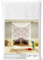 Занавеска для кухни «Магия» без шторной ленты 170х220 см цвет белый