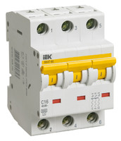 Выключатель автоматический модульный 3п C 16А 6кА ВА 47-60 IEK MVA41-3-016-C (ИЭК) MVA31-3-016-C