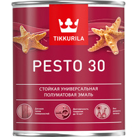 Эмаль универсальная стойкая Tikkurila Pesto 30 База С бесцветная полуматовая 0.9 л 540 6003 01 10 купить в Москве по низкой цене