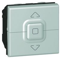Выключатель кнопочный для жалюзи/рольставней алюминий - 079225 Legrand привода 2мод Mosaic управления 2 модуля цена, купить