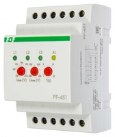 Переключатель фаз PF-451 (с выходами для контакторов; с регулируемыми верхними (230-260) и нижними (150-210) значениями напряжения переключения; монтаж на DIN-рейке 35мм 3х400/230+N 3х16А IP20) F&F EA04.005.003 Евроавтоматика ФиФ автоматический цена, купить