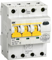 Выключатель автоматический дифференциального тока АВДТ 34 3п+N 16А C 300мА тип A | MAD22-6-016-C-300 IEK (ИЭК)