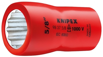 Головка торцевая VDE 1000В DR 3/8дюйм BiHEX двойной шестигранник дюймовая диэлектрическая Knipex KN-98373_8 аналоги, замены