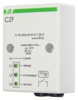 Реле контроля фаз CZF (монтаж на плоскость; 3х400/230+N 8А 1Z IP65) F&F EA04.001.001 Евроавтоматика ФиФ цена, купить