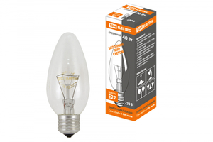 Лампа накаливания ЛОН 40Вт Е27 230В свеча прозрачная | SQ0332-0010 TDM ELECTRIC Вт-230 цена, купить
