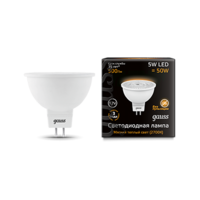 Лампа светодиодная Black MR16 5Вт 2700К тепл. бел. GU5.3 500лм 12В FROST Gauss 201505105 LED купить в Москве по низкой цене