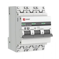 Автоматический выключатель ВА 47-63 6кА 3P 32А (D) EKF PROxima - mcb4763-6-3-32D-pro
