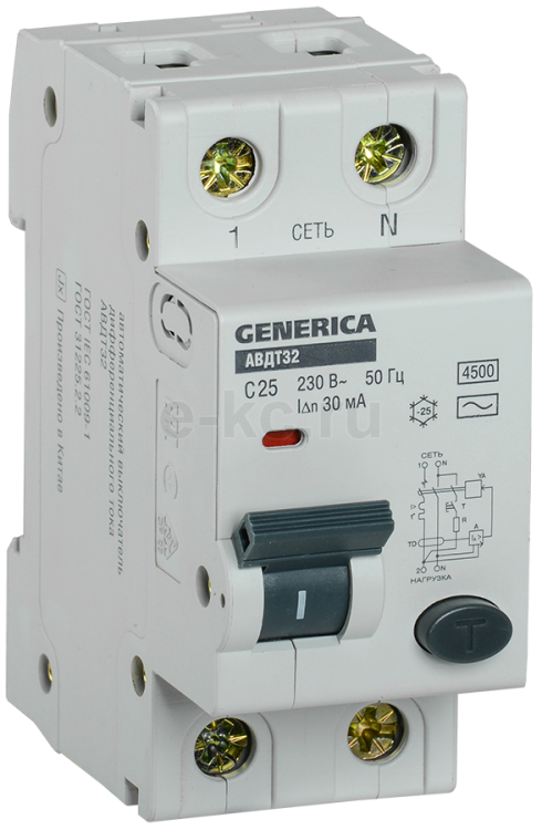 Выключатель автоматический дифференциального тока АВДТ 32 1п+N 25А C .