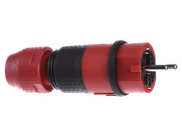 Вилка кабельная прямой ввод с мультизаземлением, водо- и пылезащищенная IP54 16A 2P+E 250V, красный/чёрный - 1529140 ABL SURSUM