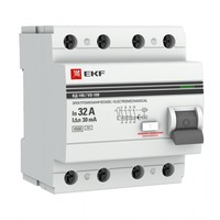 Выключатель дифференциальный (УЗО) ВД-100 4п 32А 30мА тип AC PROxima | elcb-4-32-30-em-pro EKF