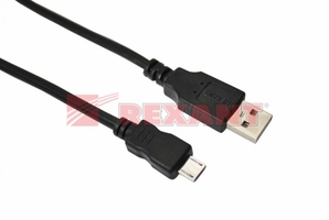 Кабель micro USB (male) штекер - USB-A штекер, длина 1,8 метра, черный (PE пакет) | 18-1164-2 REXANT Шнур купить в Москве по низкой цене