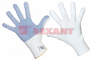 Перчатка нейлоновая с частичным покрытием ладони и пальцев точка ПВХ бел. Rexant 09-0260 SDS купить в Москве по низкой цене