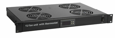 Модуль вентиляторный TRFA-MICR-4F-RAL9004 19",1U,гл.290мм,с термост.и 4я вент.,номин.мощ.70.40Вт,с каб.пит.C13-Schuko1.8м,черн. | 28434 Hyperline