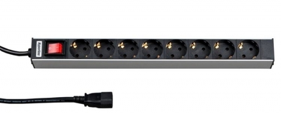 Блок розеток SHT19-8SH-S-2.5IECд. 19" шк., горизонт., с выкл. подсветкой, 8 Schuko(10A), 482.6x44.4x44.4(ДхШхВ) | 26417 Hyperline 10А шнур для цена, купить
