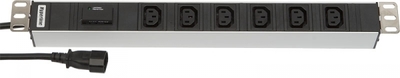 Блок розеток SHT19-6IEC-F-2.5IEC для 19дюйм шкафов горизонт. с функцией защиты от перенапр. 6 х IEC 320 C13 (10А) ограничитель (смен. блок) каб. пит. 2.5м вилкой C14 482.6мм 44.4мм 44.4мм(ДхШхВ) Hyperline 26412 10 A цена, купить