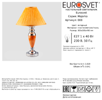 Настольная лампа Eurosvet Majorka, цвет янтарь