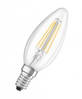 Лампа светодиодная филаментная LED STAR CLASSIC B 40 4W/827 4Вт свеча 2700К тепл. бел. E14 470лм 220-240В прозр. стекло OSRAM 4058075068353 Е14 FILAMENT колба 230V FS1 цена, купить