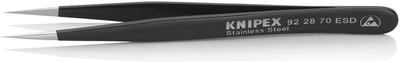 Пинцет ESD захватный прецизионный гладкие губки тонкие кончики антистатический L-110 мм нержавеющая хромоникелевая сталь хромированный KN-922870ESD KNIPEX