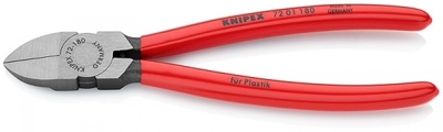 Бокорезы для пластмассы с пружиной удлиненные режущие кромки без фасок L-180мм обливные рукоятки Knipex KN-7201180 мм аналоги, замены
