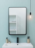 Зеркало Ferro с полкой 50x69.2 см цвет чёрный МАРТ