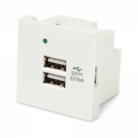 Модуль розетки USB для зарядки 2 порта 2М 2.1А 5В 45x45мм белый Hyperline 250097 M45-USBCH2-WH аналоги, замены