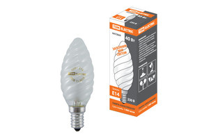 Лампа накаливания ЛОН 40Вт E14 230В свеча витая матовая | SQ0332-0021 TDM ELECTRIC