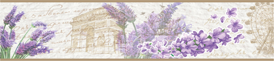Бордюр бумажный «Симфония» Б-052 0.1x14 м, цветы, цвет бежевый/лавандовый аналоги, замены