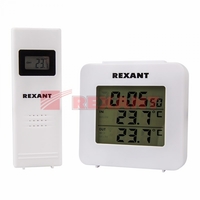 Электронный термометр с часами и беспроводным выносным датчиком | 70-0592 SDS REXANT купить в Москве по низкой цене