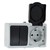 Венеция Блок Розетка-выключатель двухклавишный 16А с заземлением крышкой IP54 серый защитными шторками - EVRV16-052-30-540 EKF