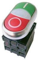 Кнопка двойная со встроенной подсветкой белой линзы в сборе 1Р+1 З контакты зеленый/красный, M22-DDL-GR-X1/X0/K11/230-W - 216509 EATON