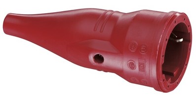 Кабельная розетка резиновая прямой ввод с мультизаземлением, IP44 16A 2P+E 250V, красный - 1479040 ABL SURSUM