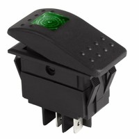 Выключатель клавишный 12V 35А (4с) ON-OFF зеленый с подсветкой | 36-4463 REXANT